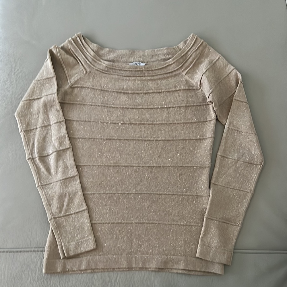 Cache Metallic Gold Sparkle Top Size Xs - image 1